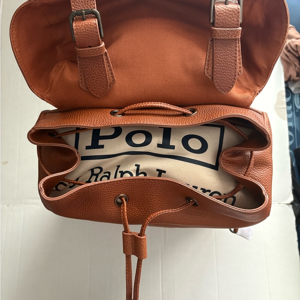 Polo by Ralph Lauren Tan Leather Backpack - Picture 6 of 9